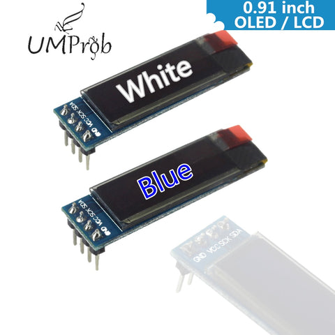 0.91 Inch 128x32 IIC I2C White / Blue OLED LCD Display DIY Module SSD1306 Driver IC DC 3.3V 5V for arduino
